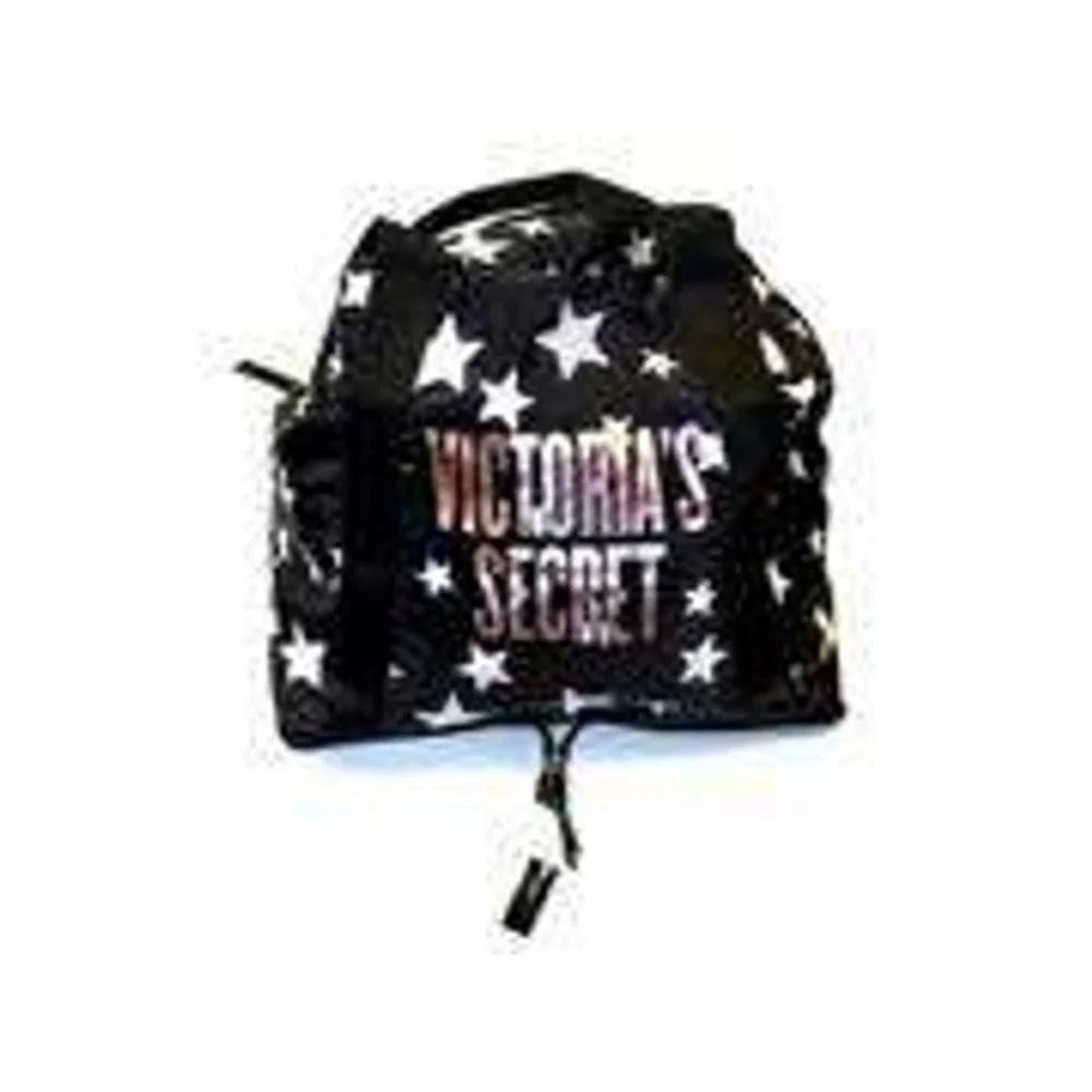 Victoria's Secret Nylon Tote Womens Large Black Star Print Zippered